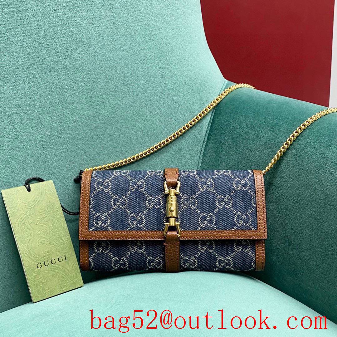 Gucci Jackie 1961 series removeable chain blue shoulder handbag