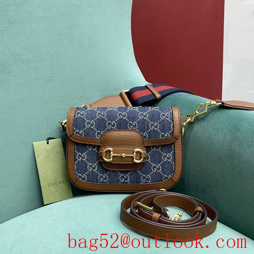 Gucci GG Ophidia imported fireproof and waterproof material Dome shape classic double G collocation deminblue shoulder handbag