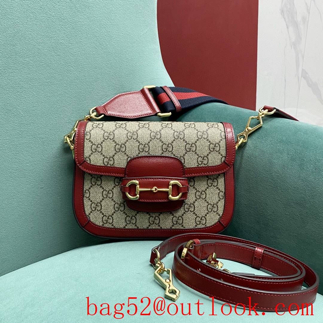 Gucci GG Ophidia imported fireproof and waterproof material Dome shape classic double G collocation winered shoulder handbag