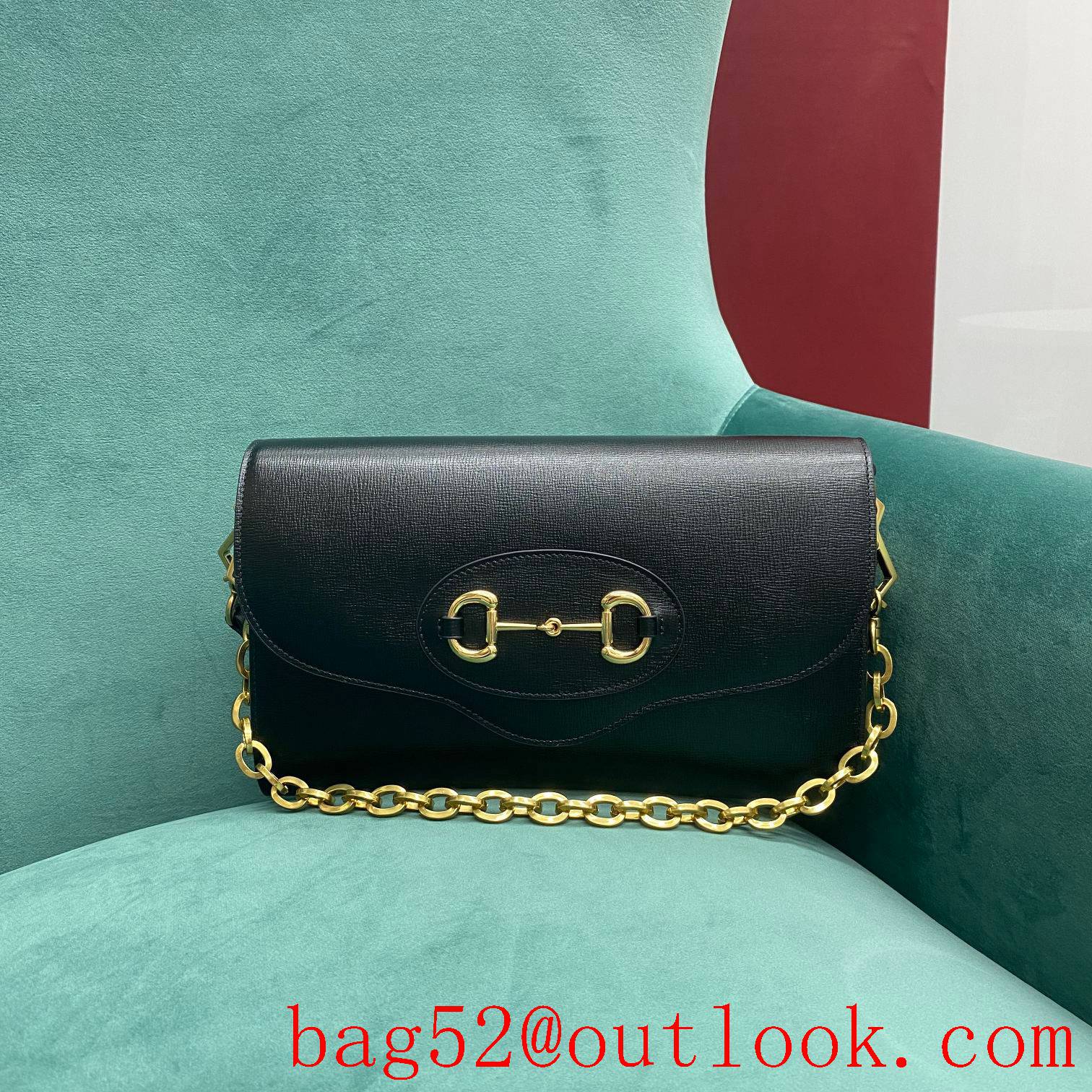 Gucci 1955 Chain Envelope black underarm handbag