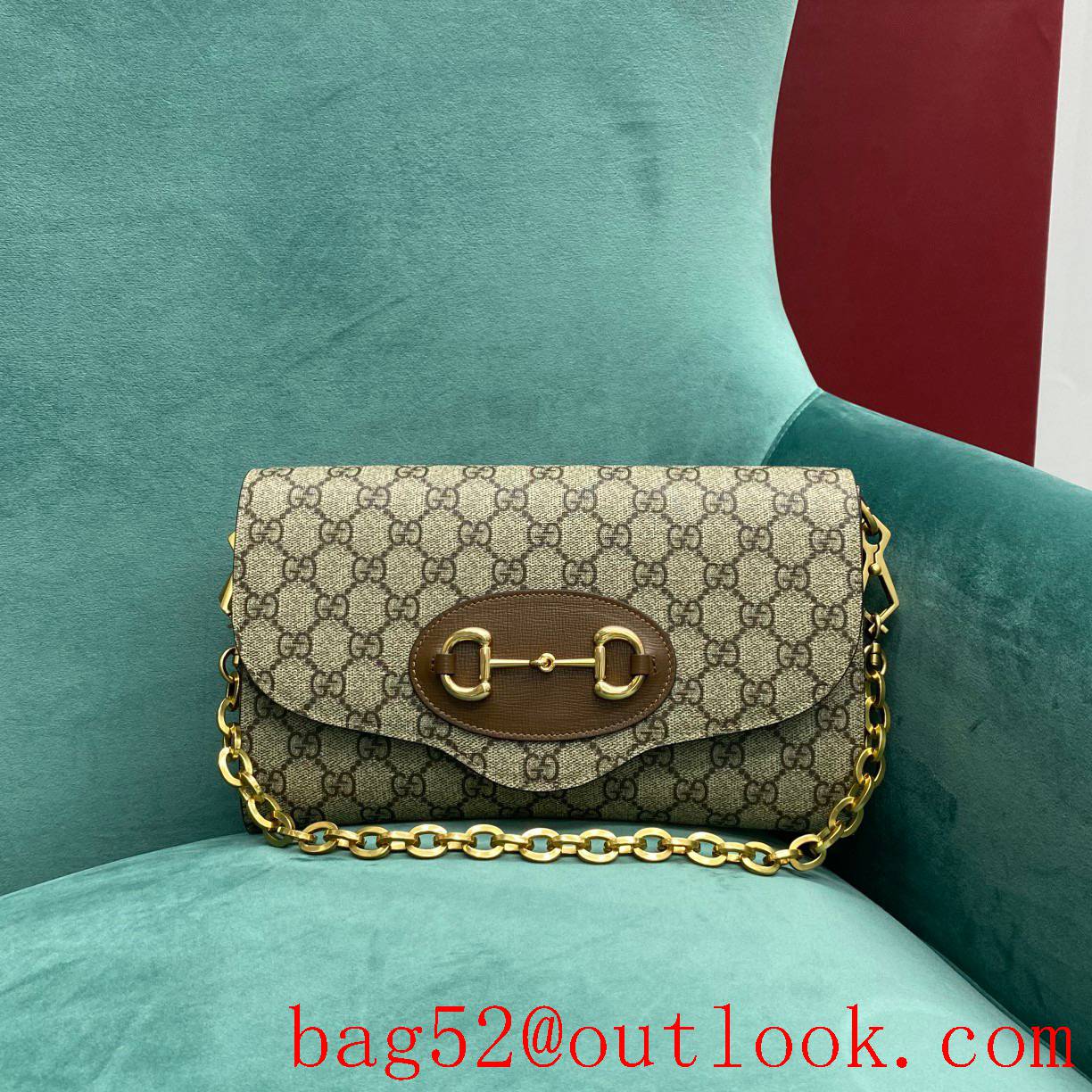 Gucci 1955 Envelope light brown with gold chain underarm handbag