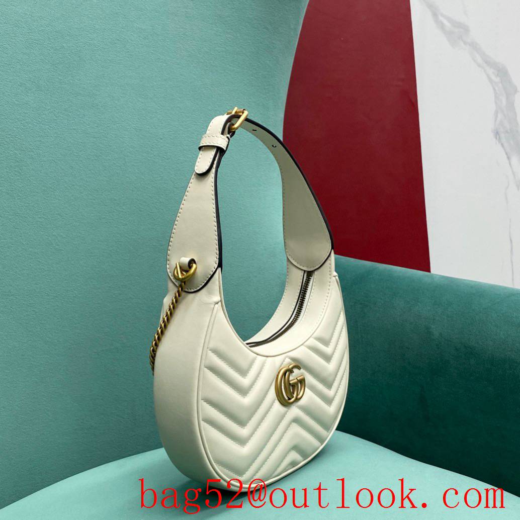 Gucci GG Marmont underarm white half-moon handbag