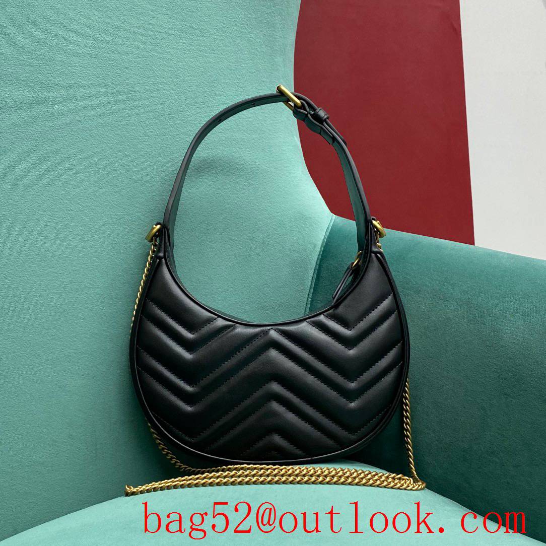 Gucci GG Marmont underarm black half-moon handbag