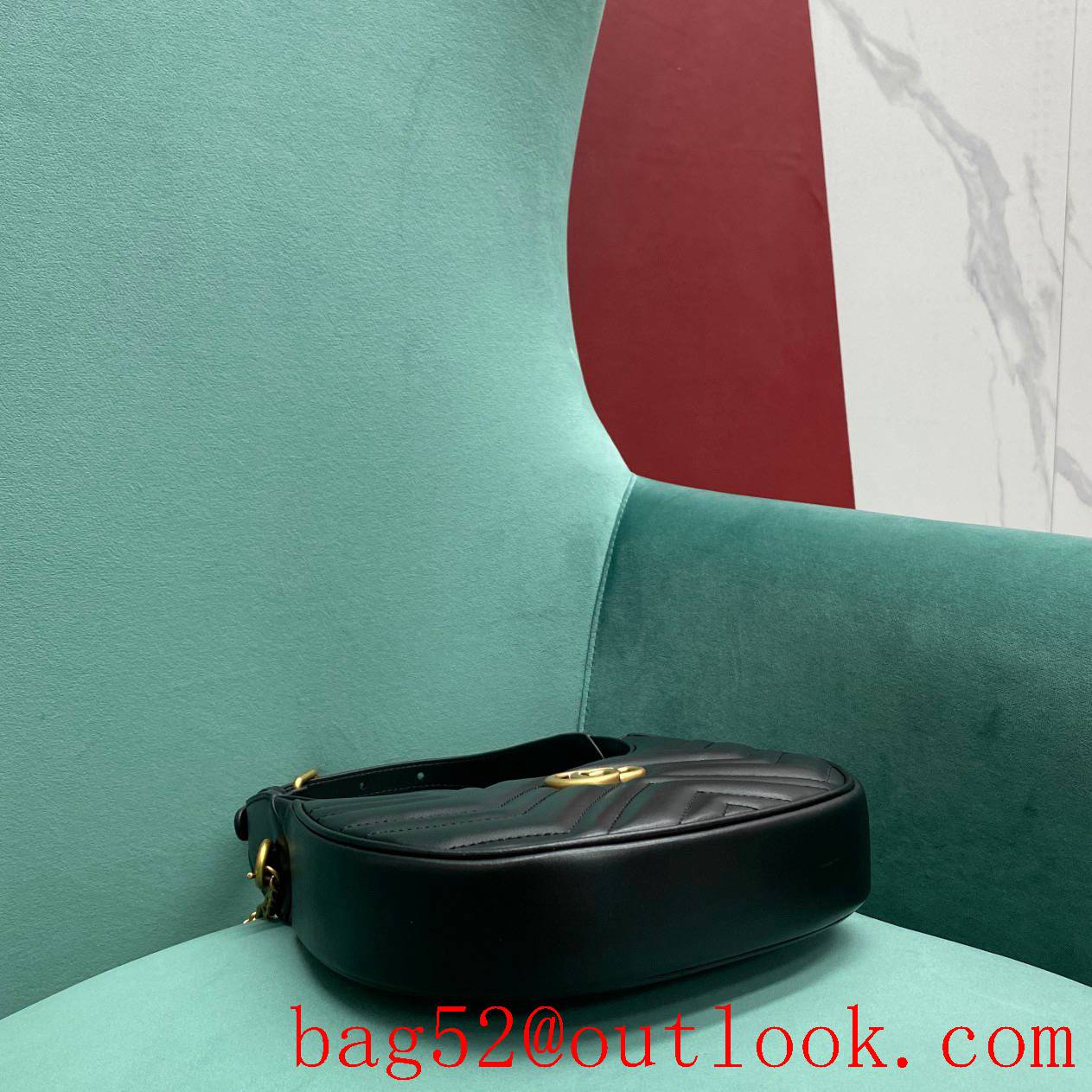 Gucci GG Marmont underarm black half-moon handbag