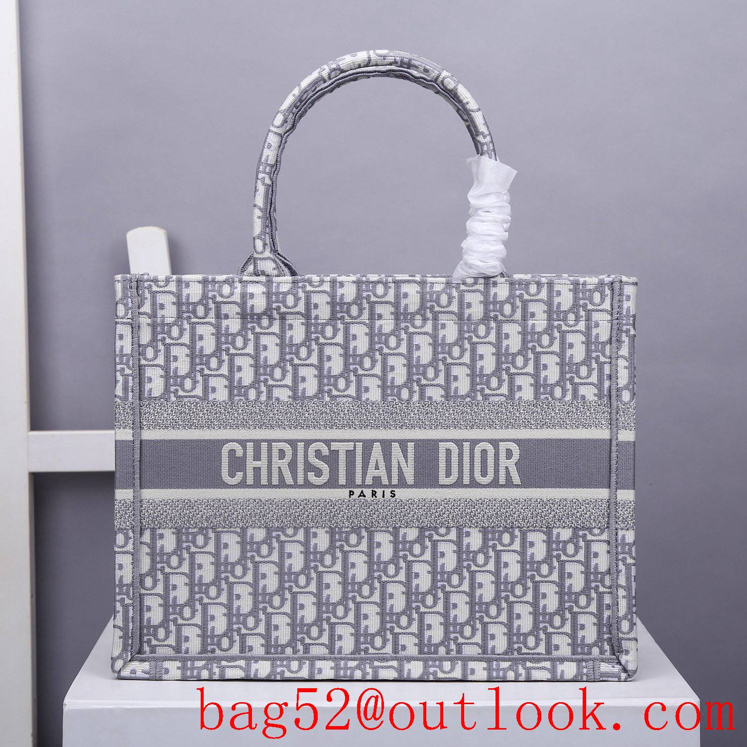 Dior book tote medium grey classic pattern shopping bag handbag