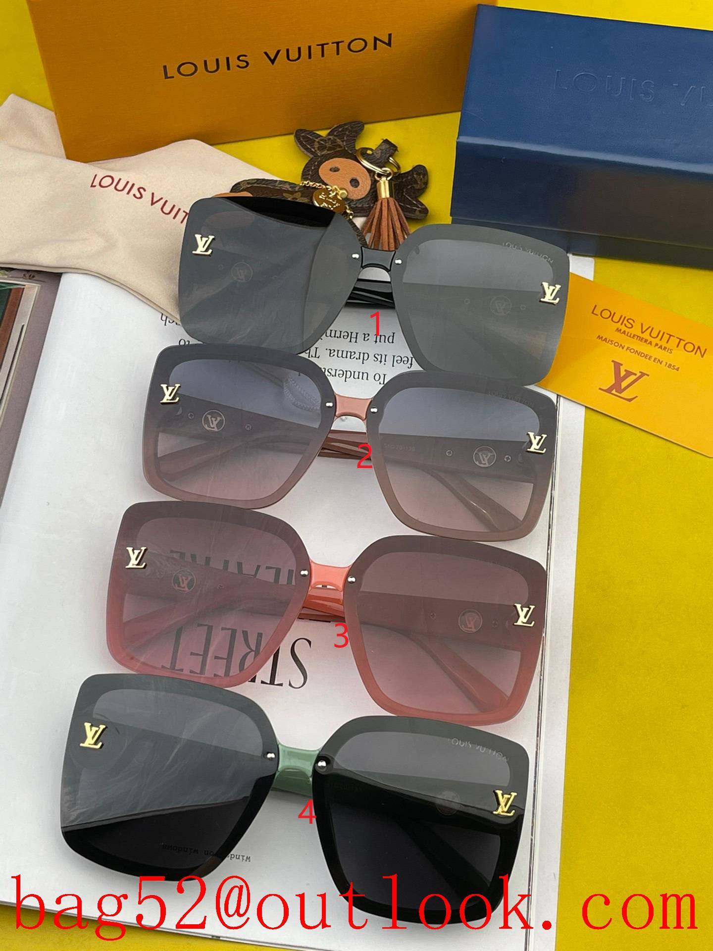 LV Louis Vuitton Square design polarized lens to prevent UV rays Sunglasses