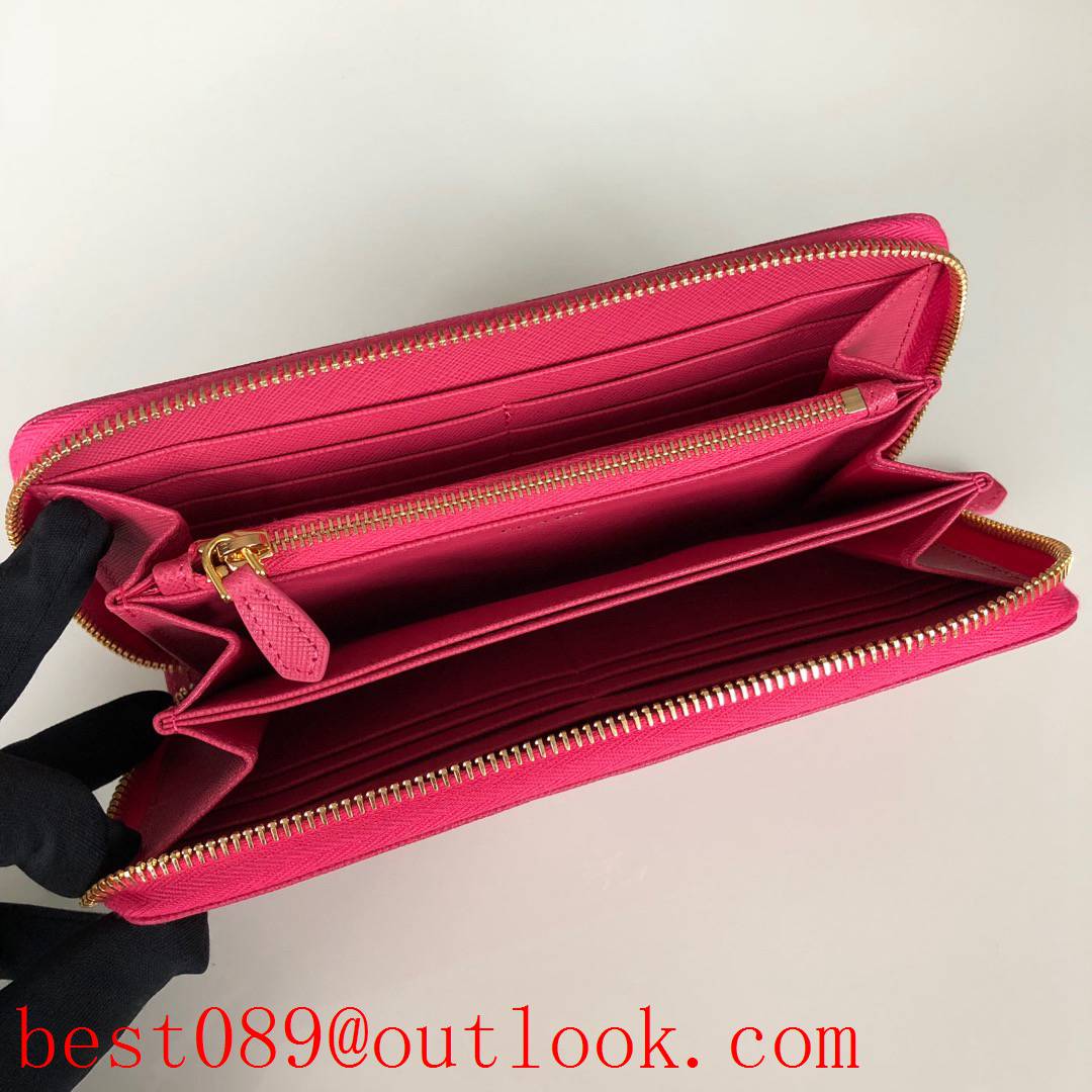 prada rose red long zipper wallet 1ML506 3A copy