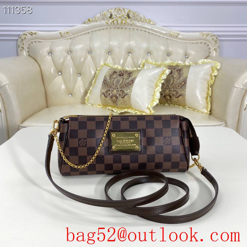 Louis Vuitton LV Eva Shoulder Bag Handbag with Damier Ebene Canvas N55213 Brown