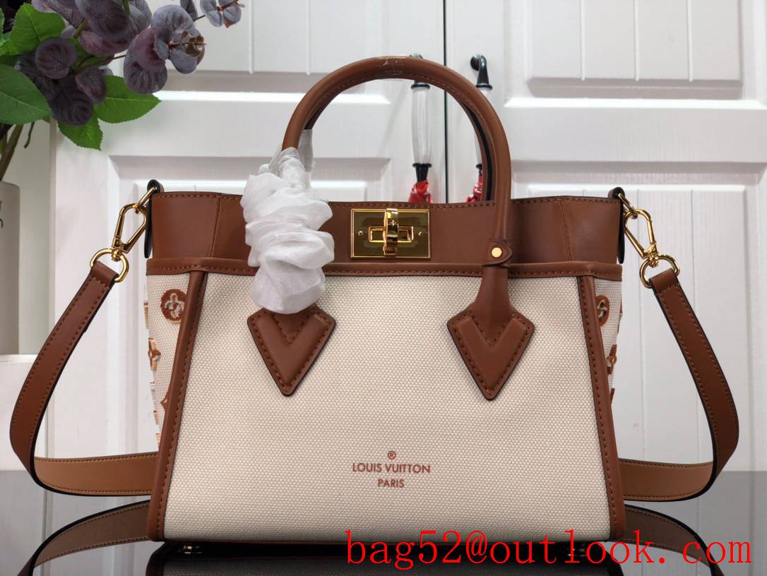Louis Vuitton LV Monogram Canvas On My Side Small Tote Bag Handbag M59905 Brown