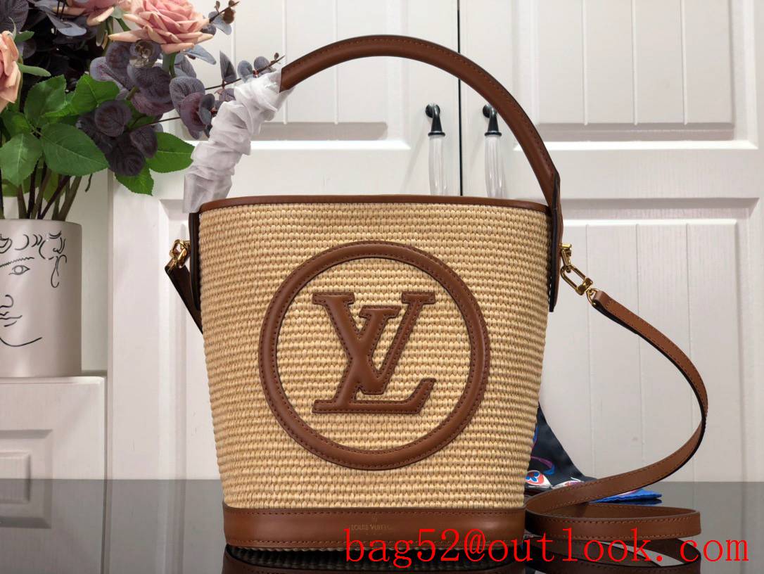 Louis Vuitton LV Raffia Saint Jacques Petit Bucket Bag Handbag M59962 Brown