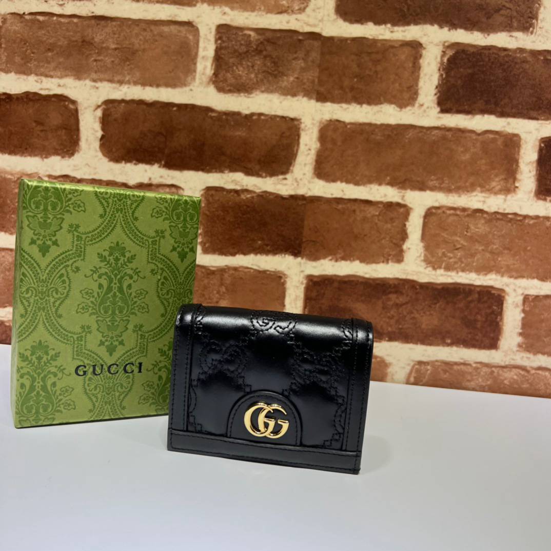 Gucci GG Matelasse Black Leather Card Holder 723786 Bag
