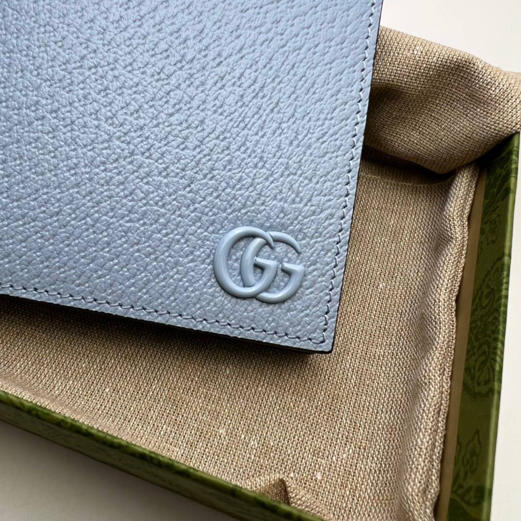 Gucci GG Marmont Light Blue Leather Short Card Holder 428726 Bag