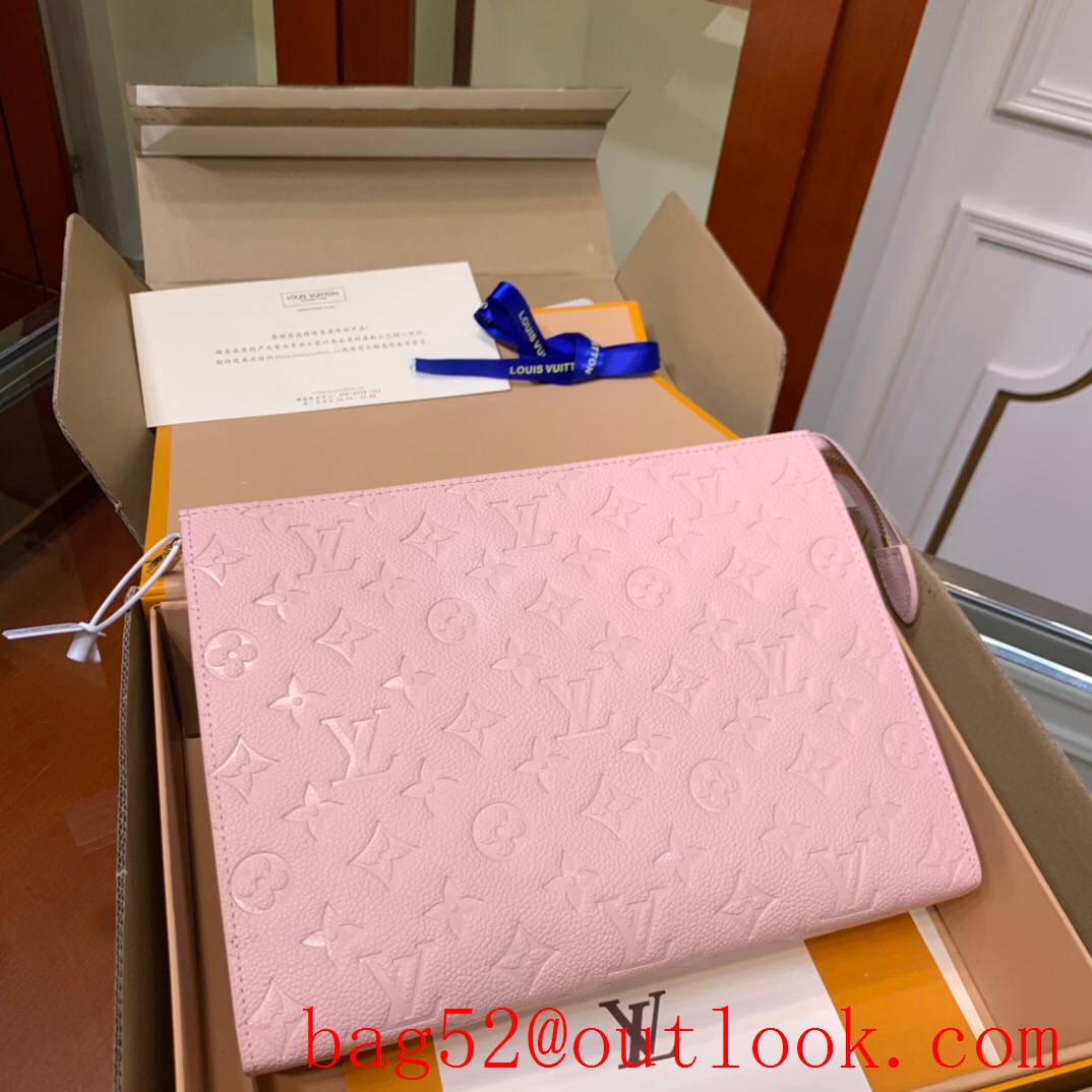 LV Louis Vuitton pink leather monogram eclipse clutch pouch purse M45665