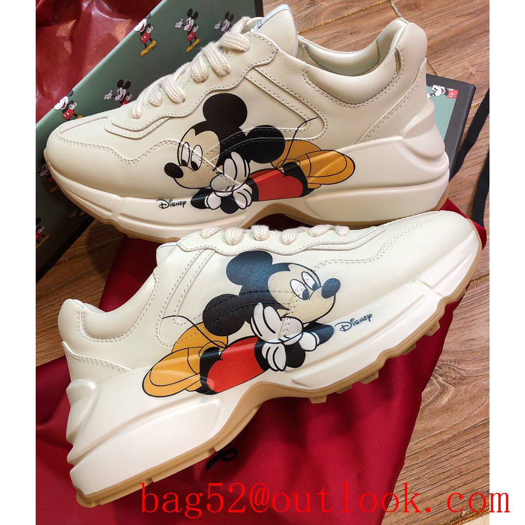 gucci rhyton for women and men couples sneakers cream with disney shoes