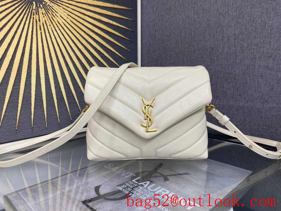 Saint Laurent YSL Calfskin Leather Loulou Toy Bag Handbag Cream 467072