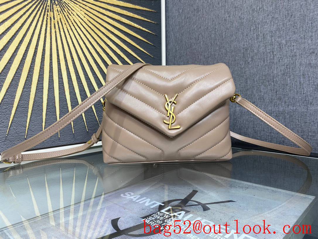 Saint Laurent YSL Calfskin Leather Loulou Toy Bag Handbag Apricot 467072